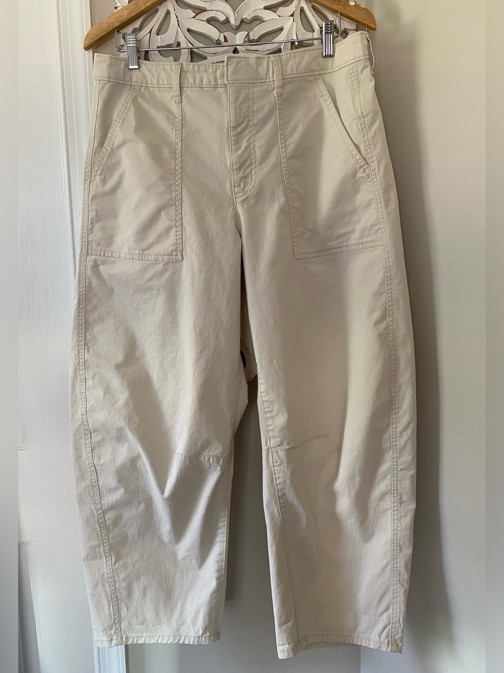 GAP Barrel Leg Utility Khaki Trouser Pants Cream Ivory sz 12